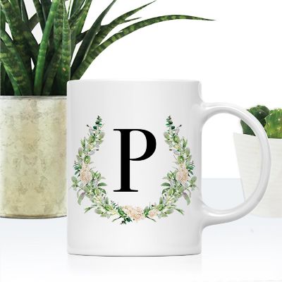 Monogram P Ceramic Mug Garden Green Image 1