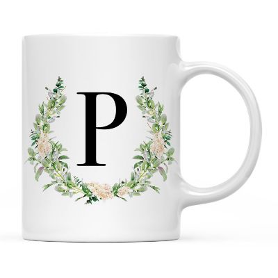 Monogram P Ceramic Mug Garden Green Image 2