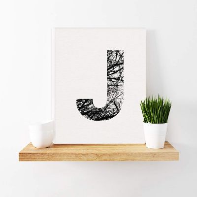 Monogram Tree Branch Art J 8.5x11in Image 1