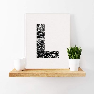 Monogram Tree Branch Art L 8.5x11in Image 1
