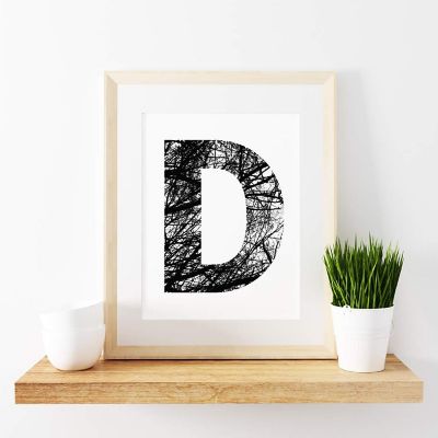 Monogram Tree Branch D 8.5x11in Image 1