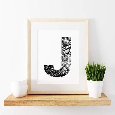 Monogram Tree Branch J 8.5x11in Image 1