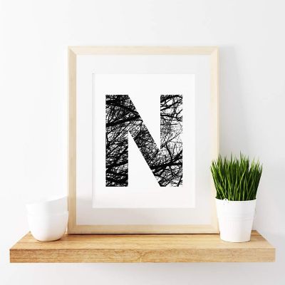 Monogram Tree Branch N 8.5x11in Image 1