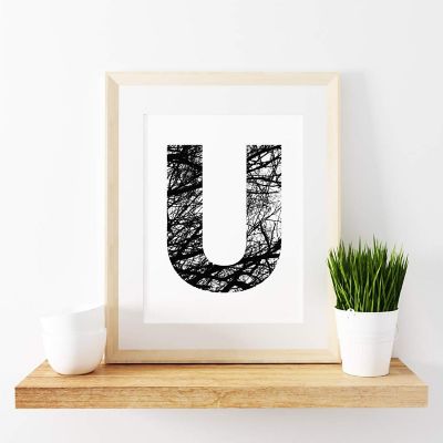 Monogram Tree Branch U 8.5x11in Image 1
