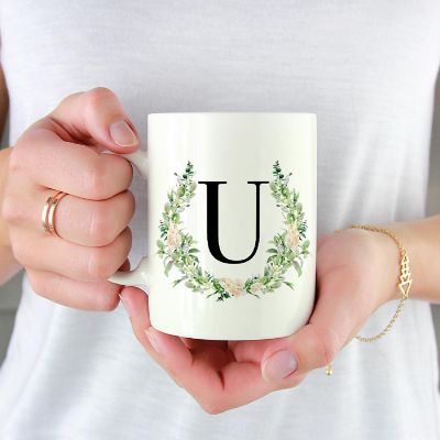 Monogram U Ceramic Mug Garden Green Image 1