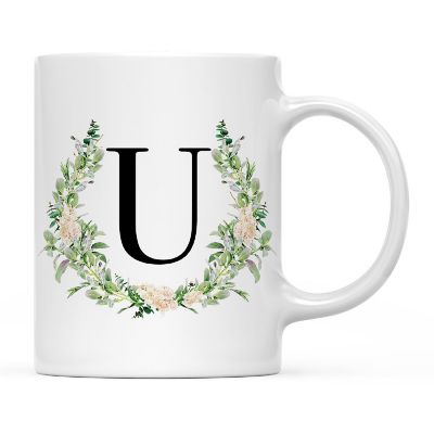 Monogram U Ceramic Mug Garden Green Image 2