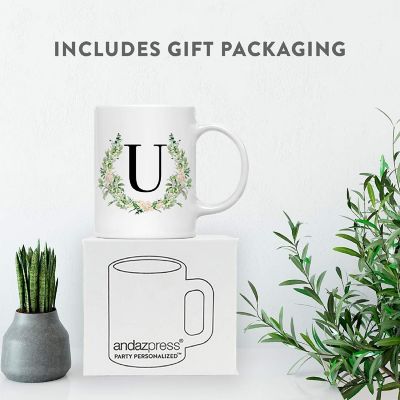 Monogram U Ceramic Mug Garden Green Image 3