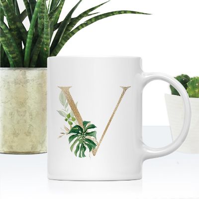 Monogram V Ceramic Mug Gold Palm Image 1