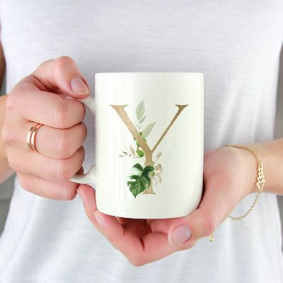 Monogram Y Ceramic Mug Gold Palm Image 1