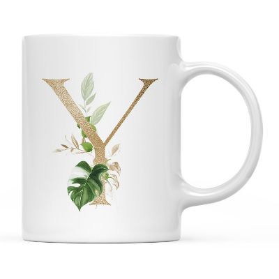 Monogram Y Ceramic Mug Gold Palm Image 2