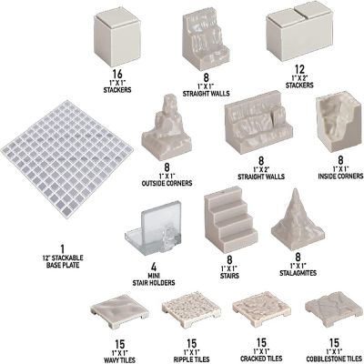 Monster Adventure Terrain- 141pc Paintable Cavern Set w Baseplate- Fully Modular and Stackable 3-D Tabletop World Builder Compatible with DND Dungeons Dragons, Image 1