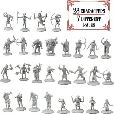 Monster Protector- 28 Unpainted 1" Hex-Sized Fantasy Mini Figures for Your RPG Dungeon Campaigns Image 1