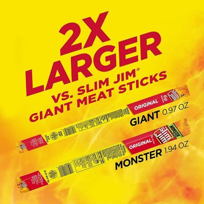 Monster Smoked Meat Stick, Original Flavor, Packed with Protein, 1.94 oz, Case of 18 Image 1