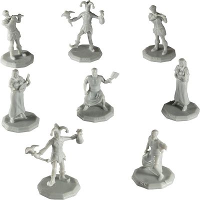 Monster Townsfolk Mini Fantasy Figures - 8pc Paintable Entertainer Non Player Character NPC Miniatures - 1" Hex-Sized Compatible w DND Dungeons and Dragons, Pat Image 1