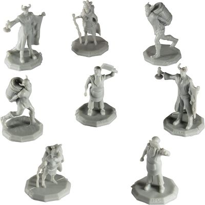 Monster Townsfolk Mini Fantasy Figures - 8pc Paintable Merchant Non Player Character NPC Miniatures - 1" Hex-Sized Compatible with DND Dungeons and Dragons, Pat Image 1