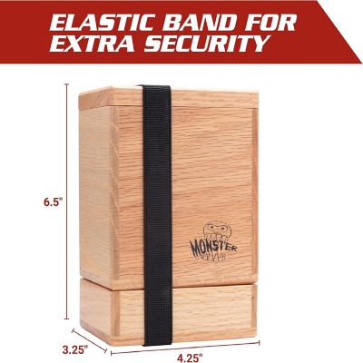 Monster Wooden Deck Box w Strong Magnetic Lid, Built in Dice Tray, Security Band- Premium Finish Holds 150 Sleeved Cards Image 1