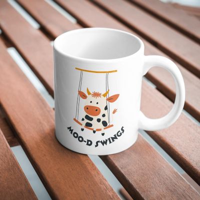 Moo-d Swings Mug by Dancing Littles Jungle Image 2