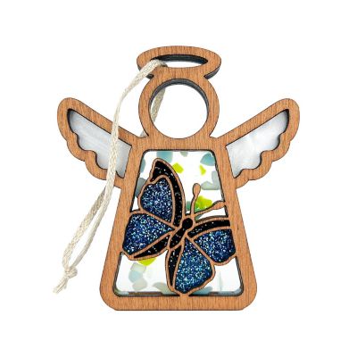 Mother's Angels - 3.5" x 3.25" x 0.38" Blue Morpho Butterfly Ornament Image 1