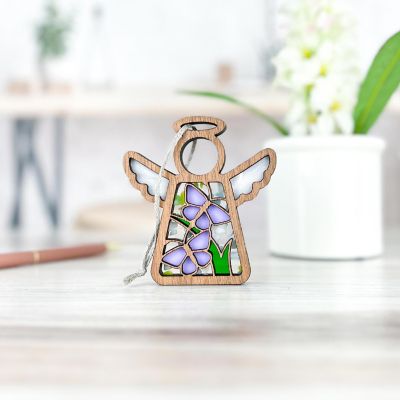 Mother's Angels - 3.5" x 3.25" x 0.38" Playful Purple Butterflies Ornament Image 2