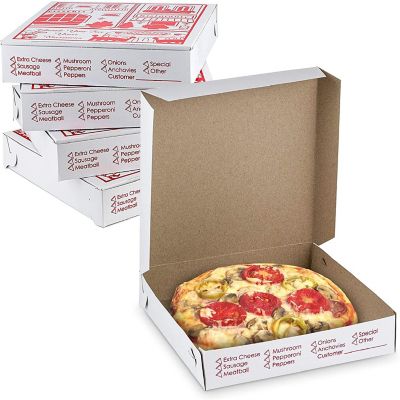 MT Products 10" x 10" x 2" Lock Corner Clay Coated Thin Pizza Box -Pack of 10 Image 1