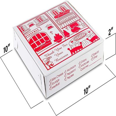 MT Products 10" x 10" x 2" Lock Corner Clay Coated Thin Pizza Box -Pack of 10 Image 1