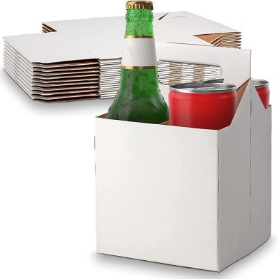 MT Products 12 oz White Cardboard Bottle Holder / Soda Bottle Carrier - 10 Pieces Image 1