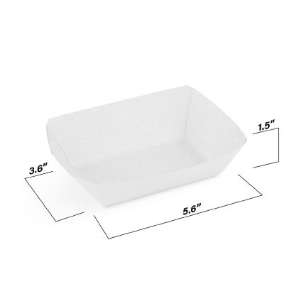 MT Products 2.5 lb Disposable Plain White Paper Food Trays - Pack of 75 Image 1