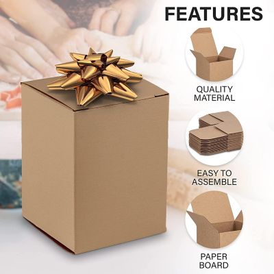MT Products 3" x 3" x 4" Tuck Top Kraft Paperboard Gift Boxes - Pack of 30 Image 2