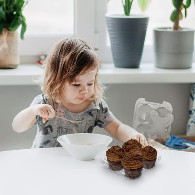 MT Products 4 Compartment Clear Plastic Cupcake Containers with Hinged Lid - Pack of 15 Image 3