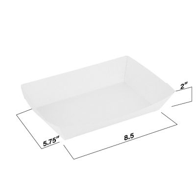MT Products 5 lb Disposable Plain White Paper Food Trays - Pack of 50 Image 3
