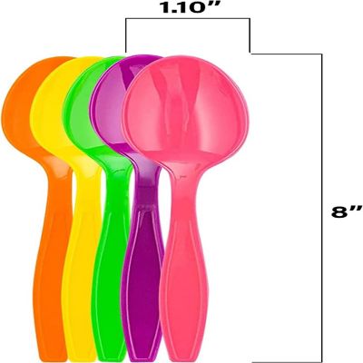 MT Products 8" x 1.10" Assorted Colors Disposable Plastic Spoons - 50 Pieces Image 1