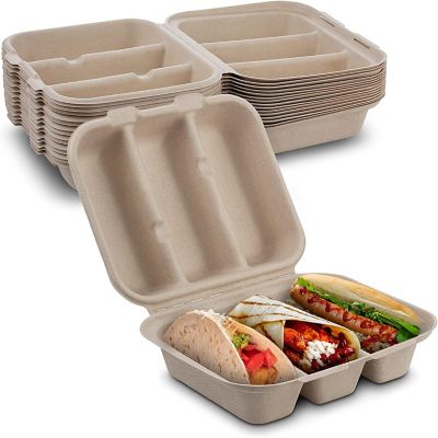 MT Products 8" x 7" x 3" Pulp Fiber 3 Taco Holder - 15 Pieces Image 1