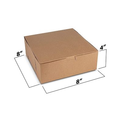 MT Products 8" x 8" x 3" Kraft Brown Mini Cake Boxes No-Window - Pack of 15 Image 1