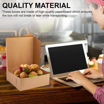 MT Products 8" x 8" x 3" Kraft No-Window Bakery Boxes - Pack of 15 Image 2