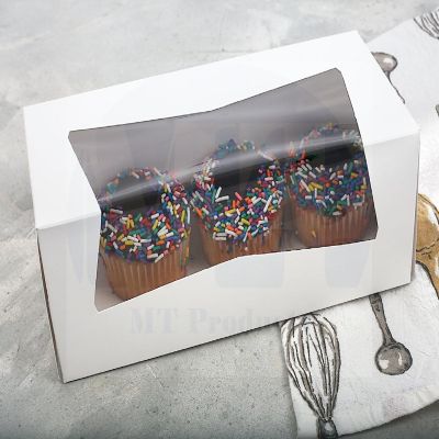 MT Products 9" x 4" x 3.5" White Auto Pop-up Cupcake Boxes/Bakery Boxes - Pack of 15 Image 2