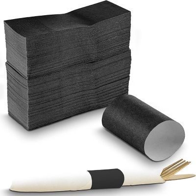 MT Products Black Paper Napkin bands Self Adhesive - Pack of 750 Image 1