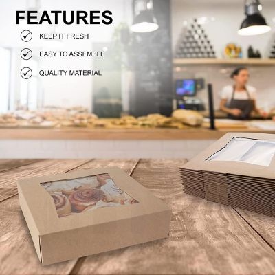 MT Products Brown Cookie Boxes - 8&quot; x 8&quot; x 2.5&quot; Bakery Boxes - Pack of 200 Image 3