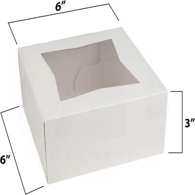 MT Products Cupcake Box 6" x 6" x 3" - Auto-Popup White Bakery Boxes with Window - Pack of 25 Image 1