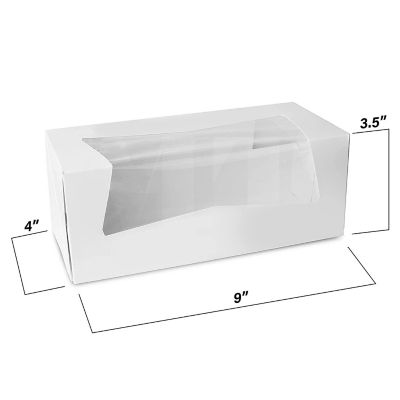 MT Products Cupcake Boxes - 9" x 4" x 3.5" White Bakery Boxes with Window - Pack of 10 Image 1