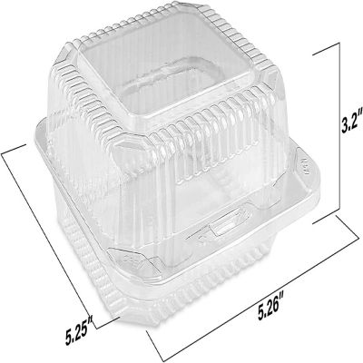 MT Products Deep Clear Plastic Square Hinged Food Container - 40 Pieces Image 1