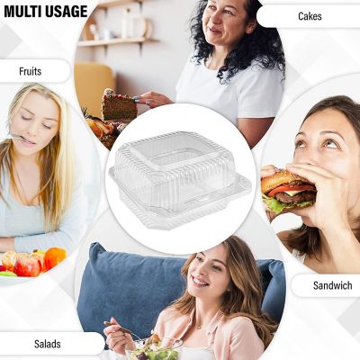 MT Products Deep Clear Plastic Square Hinged Food Container - 40 Pieces Image 2