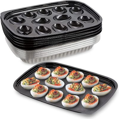 MT Products Disposable Deviled Egg Carrier with Clear Lids holds 12 Egg Halves - Set of 12 Image 1