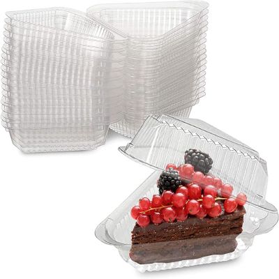 MT Products Medium Deep Hinged Plastic Cake Slice Container - Pack of 20 Image 1