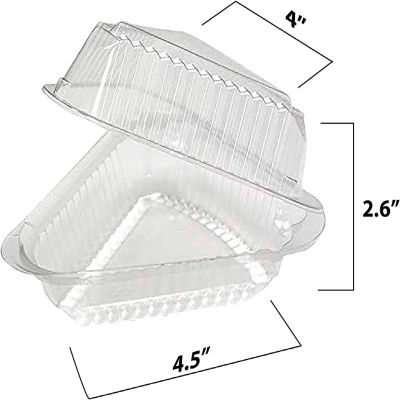 MT Products Medium Deep Hinged Plastic Cake Slice Container - Pack of 20 Image 1