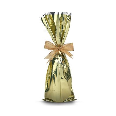 MT Products Metallic Gold Mylar Wine Gift Bags for Bottles - Pack of 25 Image 1