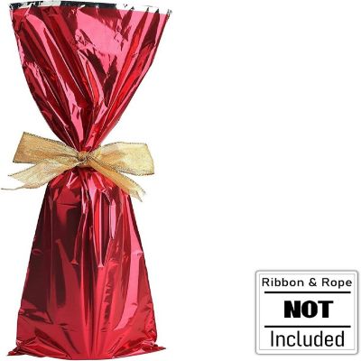 MT Products Metallic Red Mylar Wine Gift Bags for Bottles - Pack of 25 Image 2