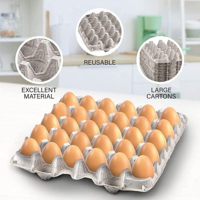 MT Products Natural Pulp Paper Egg Cartons Flats Holds 30 Eggs - Pack of 15 Image 3