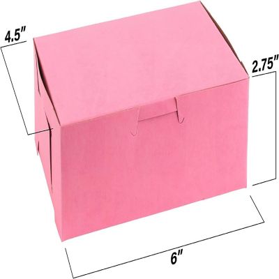 MT Products Pink Cookie Boxes - 6" x 4.5" x 2.75" Bakery Boxes No-Window (Pack of 25) - Made in the USA Image 1