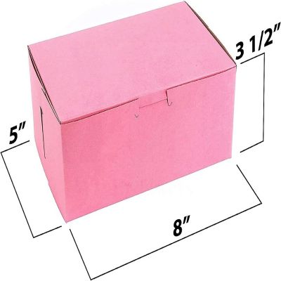 MT Products Pink Cookie Boxes - 8" x 5" x 3.5" Bakery Boxes Non-Window (Pack of 15) - Made in the USA Image 1