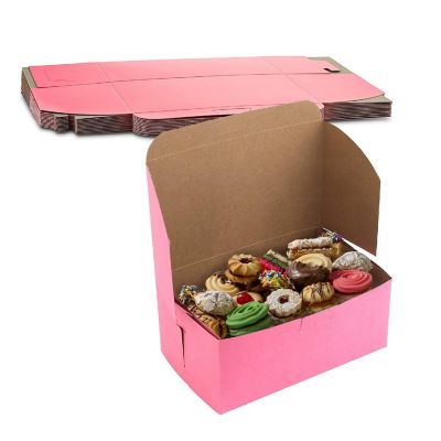MT Products Pink Cookie Boxes - 8" x 5" x 3.5" Bakery Boxes - Pack 250 Image 1